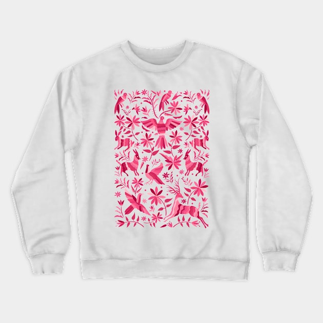 Mexican Otomí Design in Pink Crewneck Sweatshirt by Akbaly